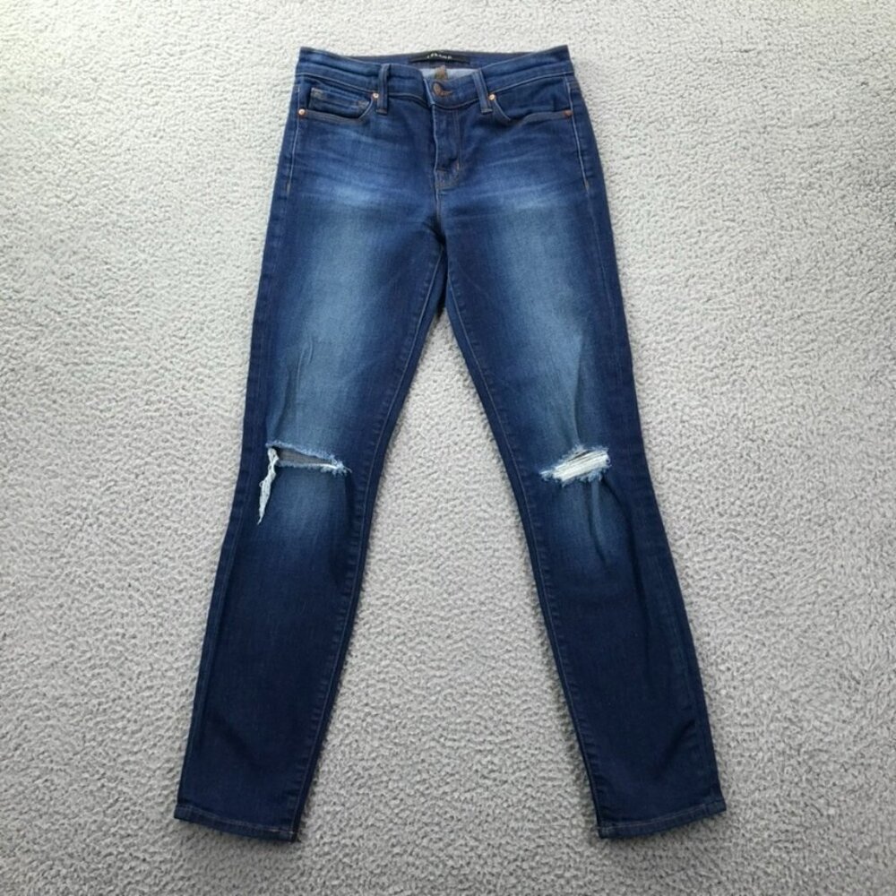 J Brand Capri Skinny Jeans Womens 25 Dark Blue Distressed Alta 80035C006